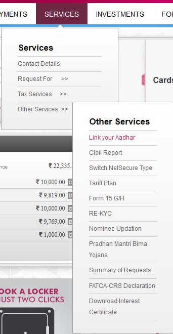 Link your Aadhar with Axis