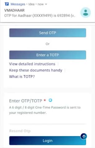 Aadhaar Login TOTP/ OTP