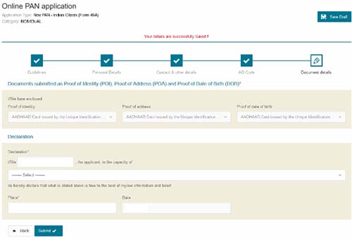 Online PAN Application Documents