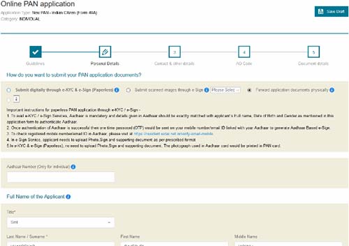 Online PAN Application with Aadhaar