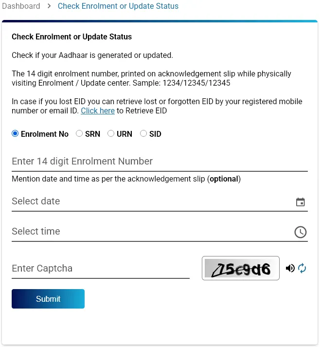 Check Enrolment or Update Status