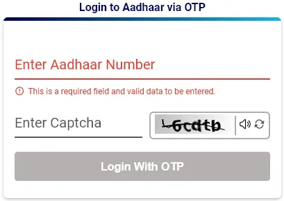 Login to Aadhaar via OTP