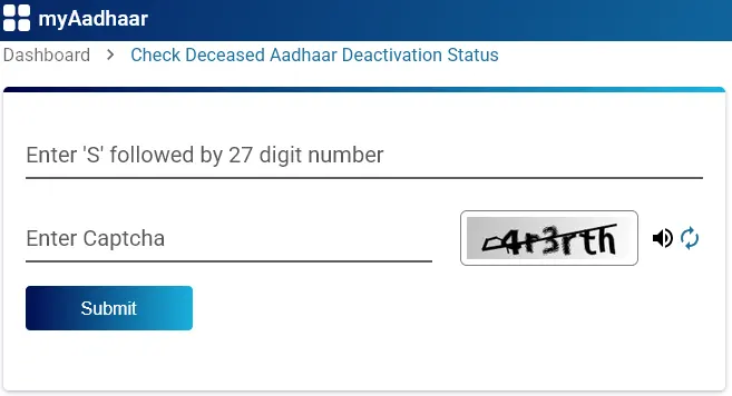 Check Deceased Aadhaar Deactivation Status