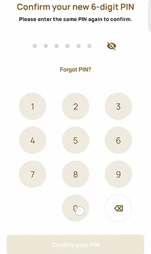 Confirm 6 Digit PIN